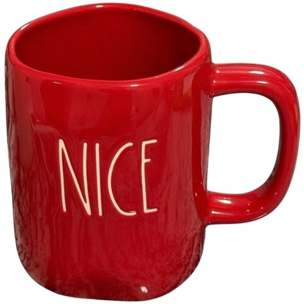 NEW Rae Dunn Red Coffee Mug "Nice" Ceramic Artisan Collection by Magenta Holiday